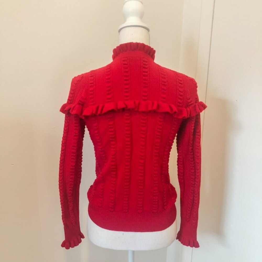 & Other Stories Red Sweater with Ruffle Detail, Mock Neck - Picture 3 of 10